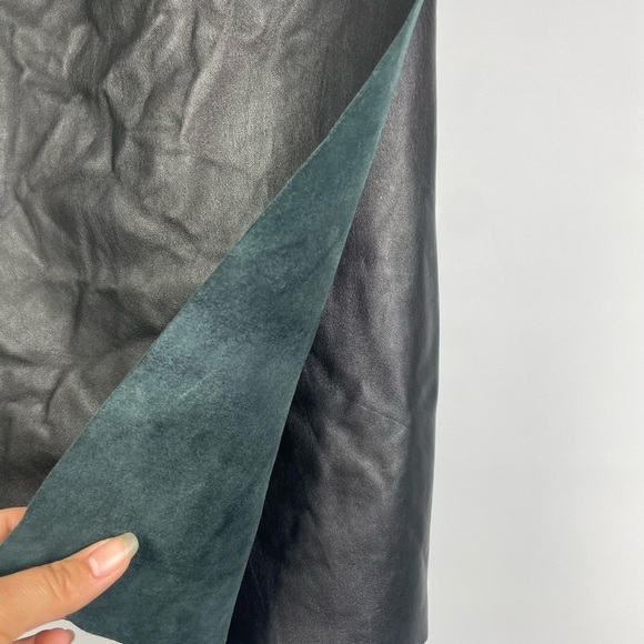 Revolve Sold Design Lab Black Lamb Leather & Wool Long Wrap Skirt - Picture 3 of 9